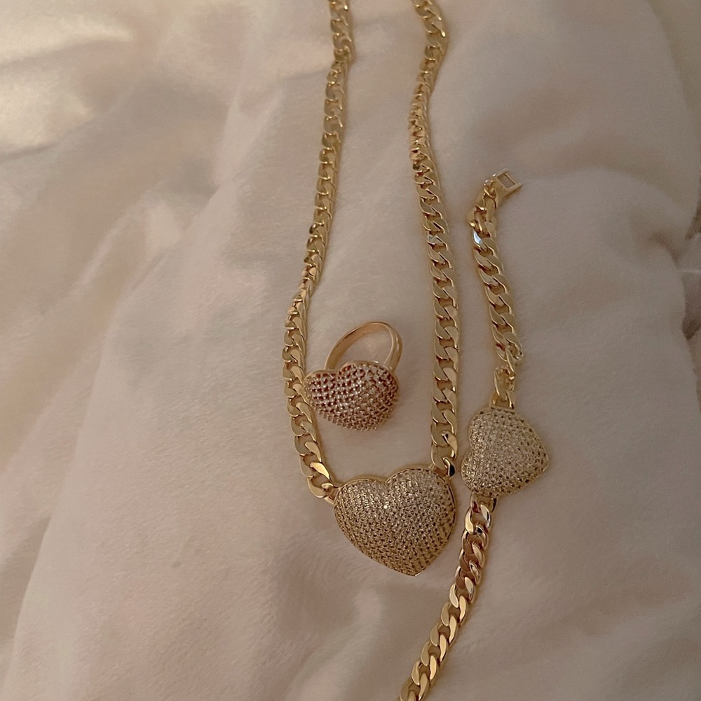 Necklace, bracelet and ring set. Ring is size 9